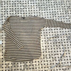 Vince 70 wool / 30 cashmere grey and black striped sweater